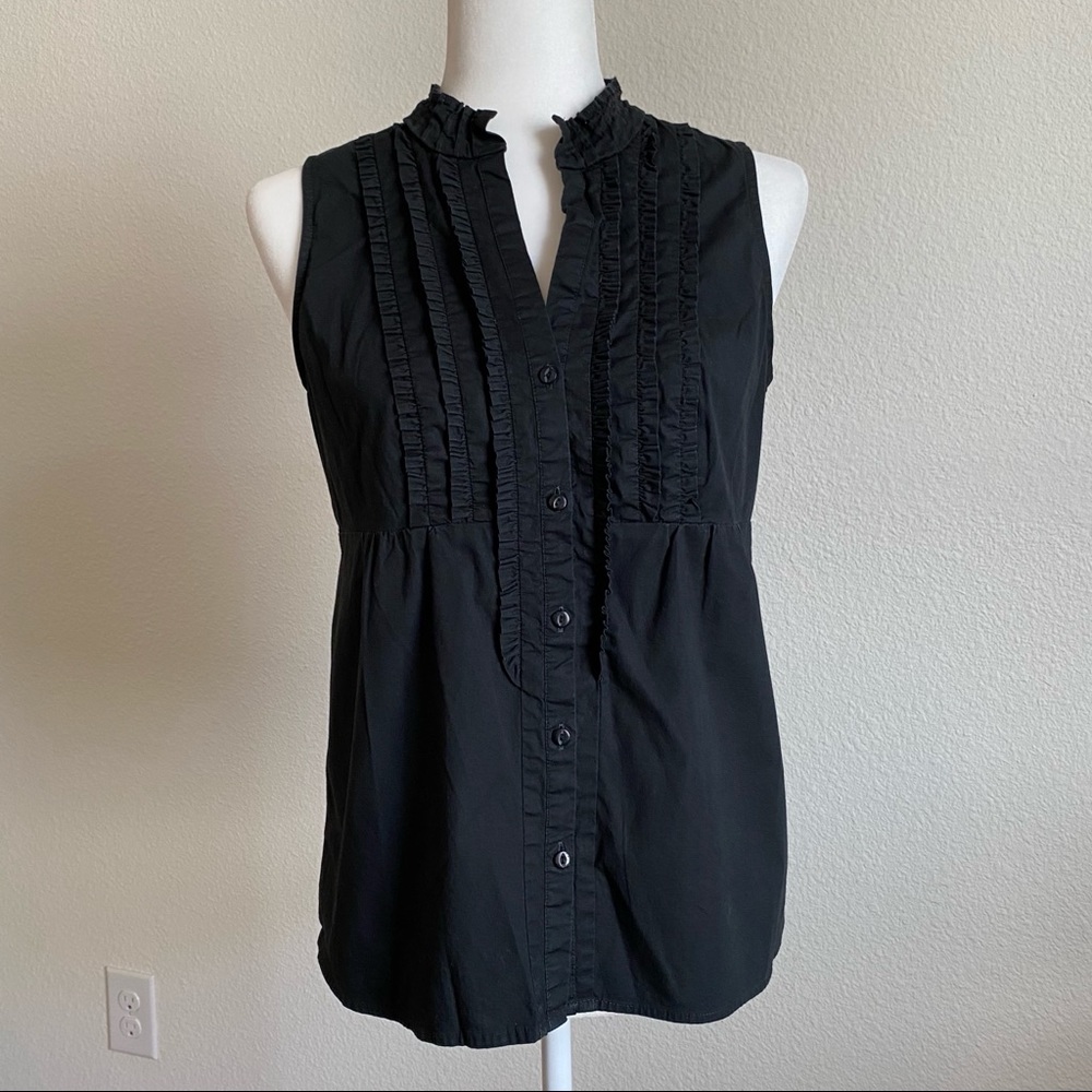 Ann Taylor Loft Black Sleeveless Button down top 6